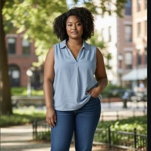 NWT | Love University | Stylish Blue Sleeveless Top | 2X